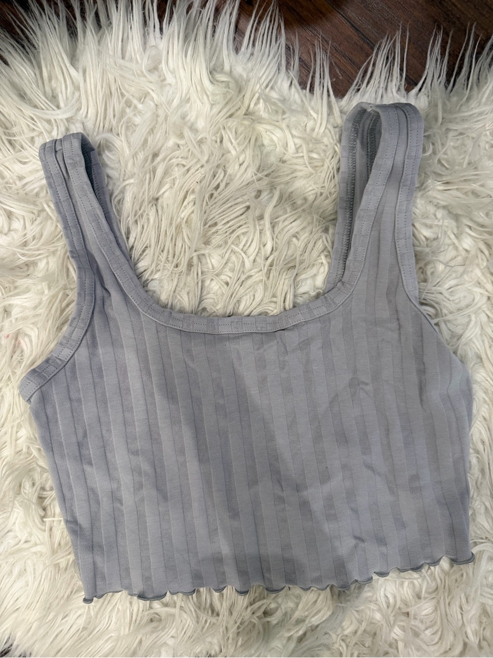 XS offline by Aerie Women's Ribbed Scoop Crop Tank Top - Gray
